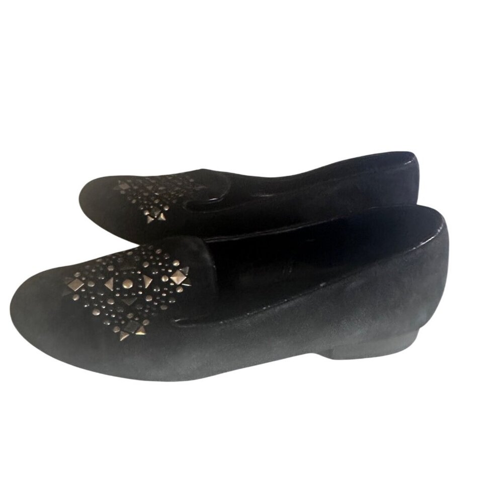 Chico's black leather studded slip on loafers size 8.5 M - Picture 1 of 7